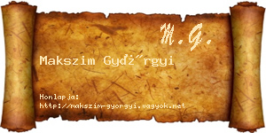 Makszim Györgyi névjegykártya